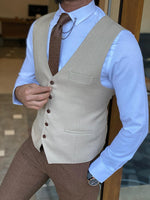 Load image into Gallery viewer, Forenza Beige Slim Fit Wool Vest-baagr.myshopify.com-suit-BOJONI
