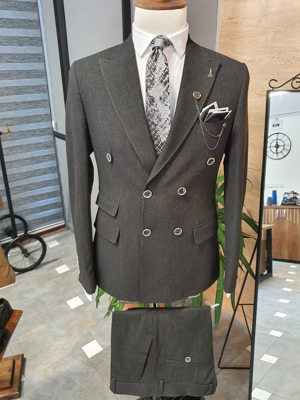 Severi Black Slim Fit Double Breasted Pinstripe Wool Suit-baagr.myshopify.com-suit-BOJONI