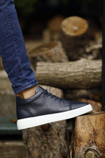 Load image into Gallery viewer, Bojoni Dover Navy Blue High Top Sneakers
