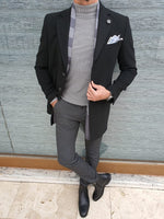 Load image into Gallery viewer, Clemson Black Slim Fit Single Breasted Wool Long Coat-baagr.myshopify.com-Jacket-brabion
