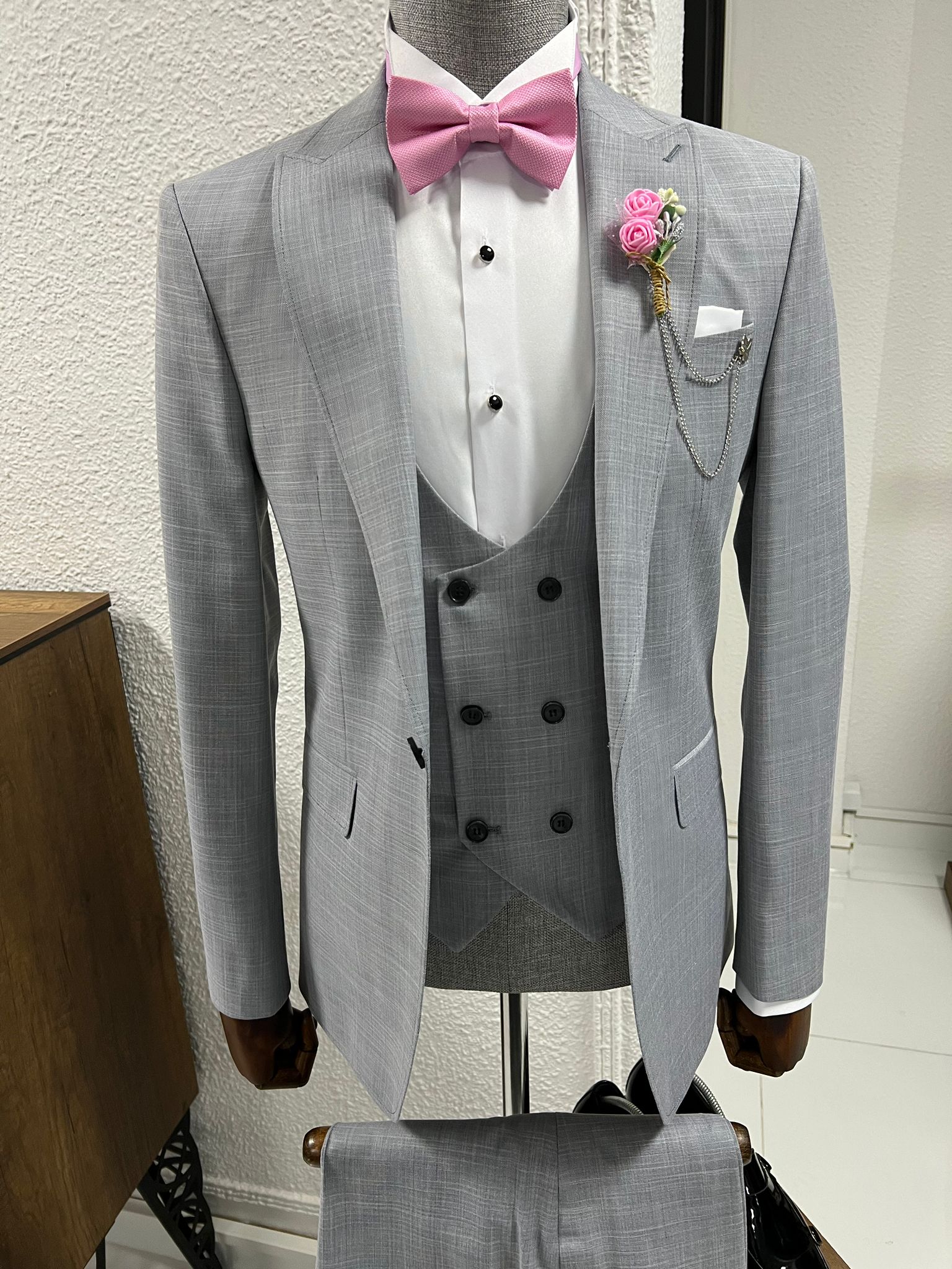 Louis Slim Fit High Quality Grey Business Suit