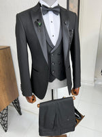 Load image into Gallery viewer, Bojoni Veneta Slim Fit Dovetail Collared Black Tuxedo
