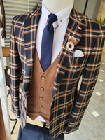 Load image into Gallery viewer, Bari Brown Slim Fit Plaid Suit-baagr.myshopify.com-suit-BOJONI
