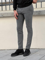 Load image into Gallery viewer, Bojoni Astoria Slim Fit High Quality Gray Patterned Mink Pants
