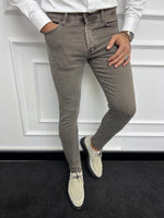 Load image into Gallery viewer, Leon Slim Fit Beige Lycra Jeans
