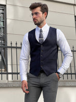 Load image into Gallery viewer, Bojoni Astoria Slim Fit Navy Blue Woolen Vest
