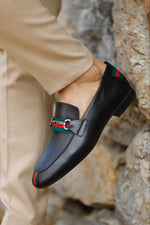 Load image into Gallery viewer, Bojoni Uluwatu  Custom Striped Black Loafer
