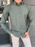 Load image into Gallery viewer, Giovanni Mannelli Slim Fit Khaki Patterned Shirt
