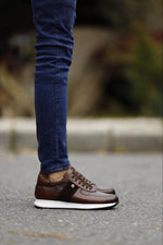 Load image into Gallery viewer, Leon Suede &amp; Leather Detailed Brown Sneakers
