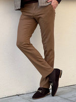 Load image into Gallery viewer, Bojoni Astoria Slim Fit High Quality  Patterned Camel Pants
