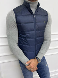 Bojoni Shagori Slim Fit Special Design Blue Vest