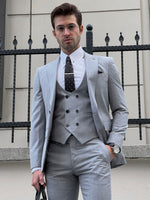 Load image into Gallery viewer, Louis Slim Fit Self Patterned Gray Suit
