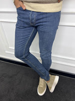 Load image into Gallery viewer, Leon Slim Fit Ripped Detailed Blue Jeans
