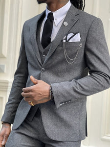Boston Dark Gray Slim Fit Notch Lapel Wool Suit-baagr.myshopify.com-suit-BOJONI