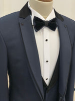 Load image into Gallery viewer, Partoni Diamond Navy Blue Slim Fit Shawl Tuxedo
