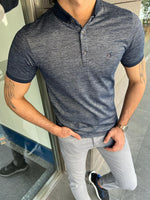 Load image into Gallery viewer, Giovanni Mannelli Slim Fit Blue Polo Short Sleeve Tees
