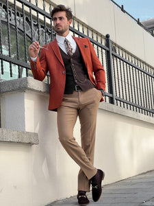 Bojoni Astoria Slim Fit Self-Patterned Pointed Tile Suit