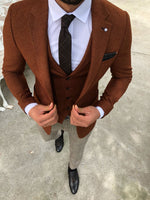 Load image into Gallery viewer, Slim-Fit Suit Vest Camel-baagr.myshopify.com-suit-BOJONI
