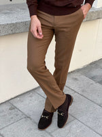 Load image into Gallery viewer, Bojoni Astoria Slim Fit High Quality  Patterned Camel Pants
