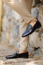 Load image into Gallery viewer, Bojoni Uluwatu  Custom Striped Black Loafer
