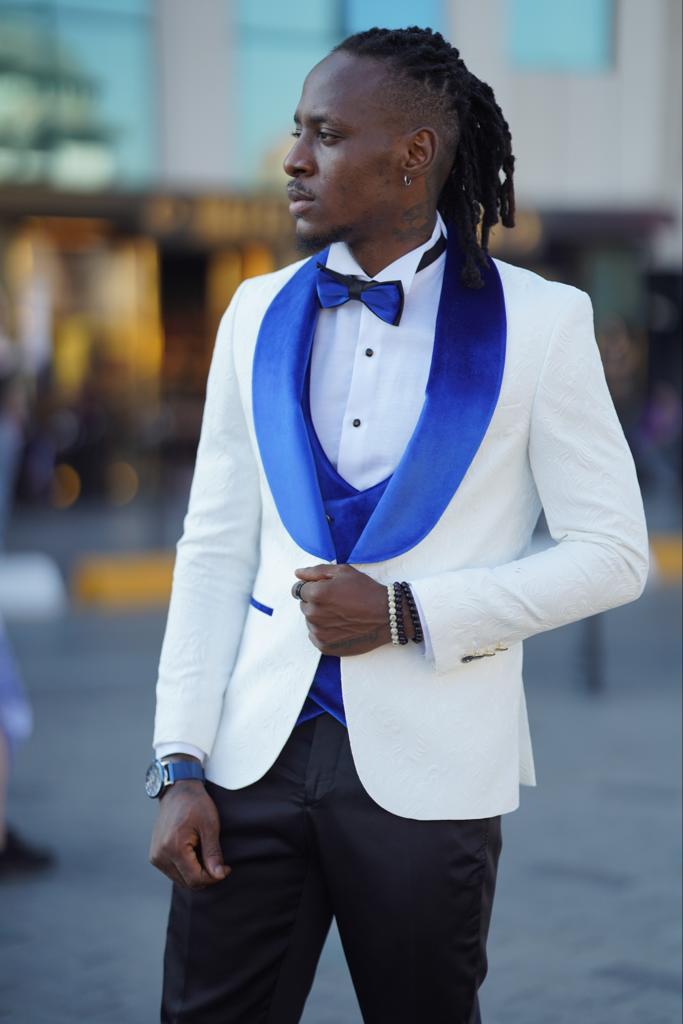 Ace Custom Slim Fit White Tuxedo | BOJONI