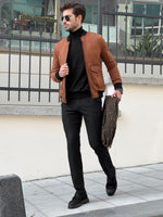 Load image into Gallery viewer, Bojoni Astoria Slim Fit Suede Camel Leather Coat
