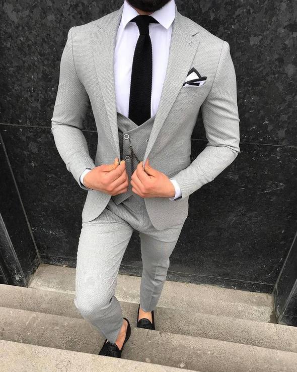 Grey And Black Festive Wear Mens Suit