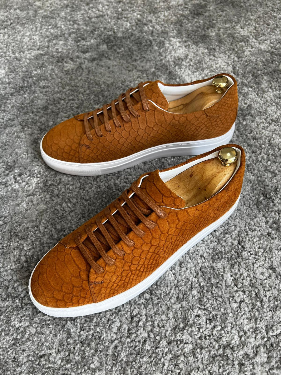 Bojoni Amato Special Edition Rubber Sole Suede Leather Tan Sneakers ...