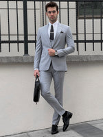 Load image into Gallery viewer, Louis Slim Fit Self Patterned Gray Suit
