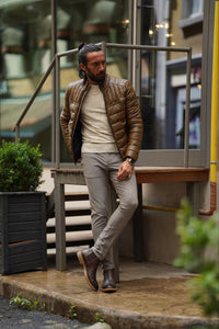 Thread Slim Fit Brown Faux Leather Jacket