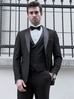 Load image into Gallery viewer, Louis Slim Fit High Quality Shawl Collared Black Party Tuxedo
