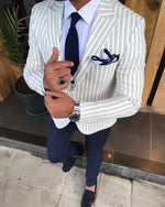 Load image into Gallery viewer, Giorgio White Striped Slim Fit Suit-baagr.myshopify.com-3-BOJONI
