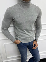 Load image into Gallery viewer, Leon Slim Fit Grey Turtleneck Sweater
