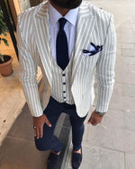 Load image into Gallery viewer, Giorgio White Striped Slim Fit Suit-baagr.myshopify.com-3-BOJONI
