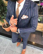 Load image into Gallery viewer, Owen Navy Striped Slim Fit Suit-baagr.myshopify.com-3-BOJONI

