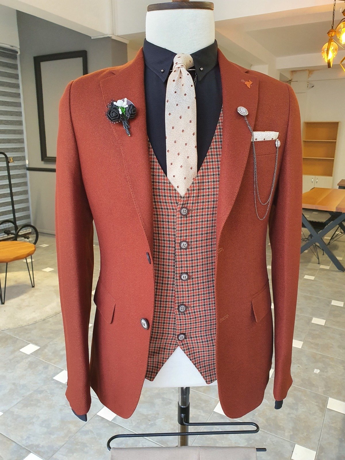 Giotto Tile Slim Fit Notch Lapel Linen Suit-baagr.myshopify.com-suit-BOJONI