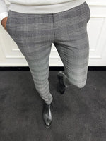 Load image into Gallery viewer, Leon Slim Fit Plaid Striped Grey Pants
