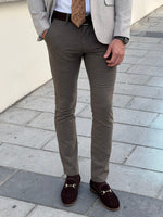 Load image into Gallery viewer, Bojoni Astoria Slim Fit High Quality Self Patterned Mink Pants
