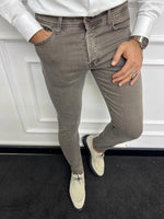 Load image into Gallery viewer, Leon Slim Fit Beige Lycra Jeans
