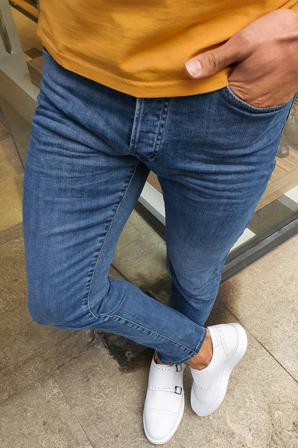 Oakland Mustard  Slim Fit Classic Jeans-baagr.myshopify.com-Pants-BOJONI