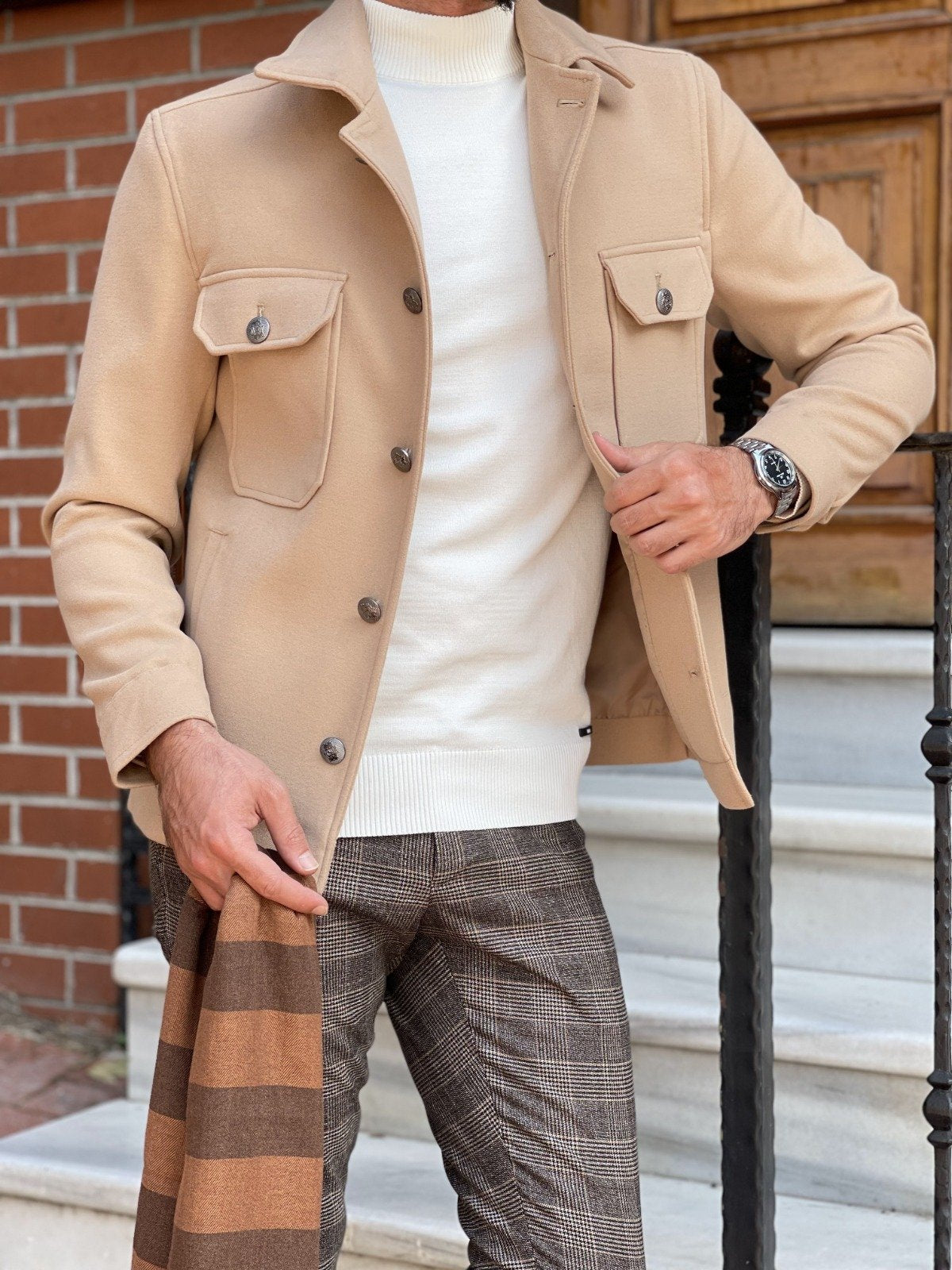 mens short dress coats QWENTMTNTY Men Trench Coats Short Small Windproof Trench Coat Mens Rain Coats for Men Faux Buckskin Jacket Mens Winter Fashion at Amazon Men's Clothing store
