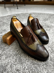 Madison Brown & Khaki Neolite Sole Tasseled Loafer