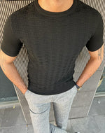 Load image into Gallery viewer, Giovanni Mannelli Slim Fit Plaid Black Knit Tees
