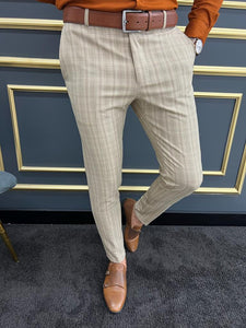 Beige tartan sale trousers