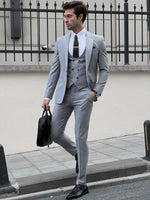 Load image into Gallery viewer, Louis Slim Fit Self Patterned Gray Suit
