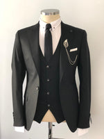 Load image into Gallery viewer, Degas Woolen All Black Suit-baagr.myshopify.com-suit-BOJONI
