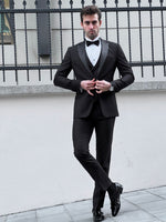 Load image into Gallery viewer, Louis Slim Fit High Quality Pointed Collared Black Party Tuxedo
