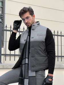 Bojoni Astoria Slim Fit Button Collared Inflatable Gray Vest/Jacket
