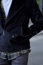 Load image into Gallery viewer, Bojoni Astoria Slim Fit Feather Detail Black Coat
