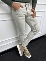 Load image into Gallery viewer, Leon Slim Fit Lycra Beige Jeans
